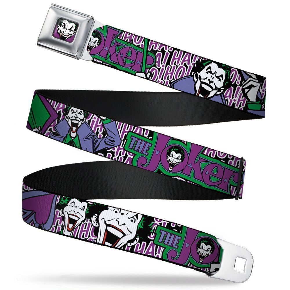 8496 Seatbelt Belt - Joker Face/Logo/Spades Black/White/Purple - 1.0" Wide